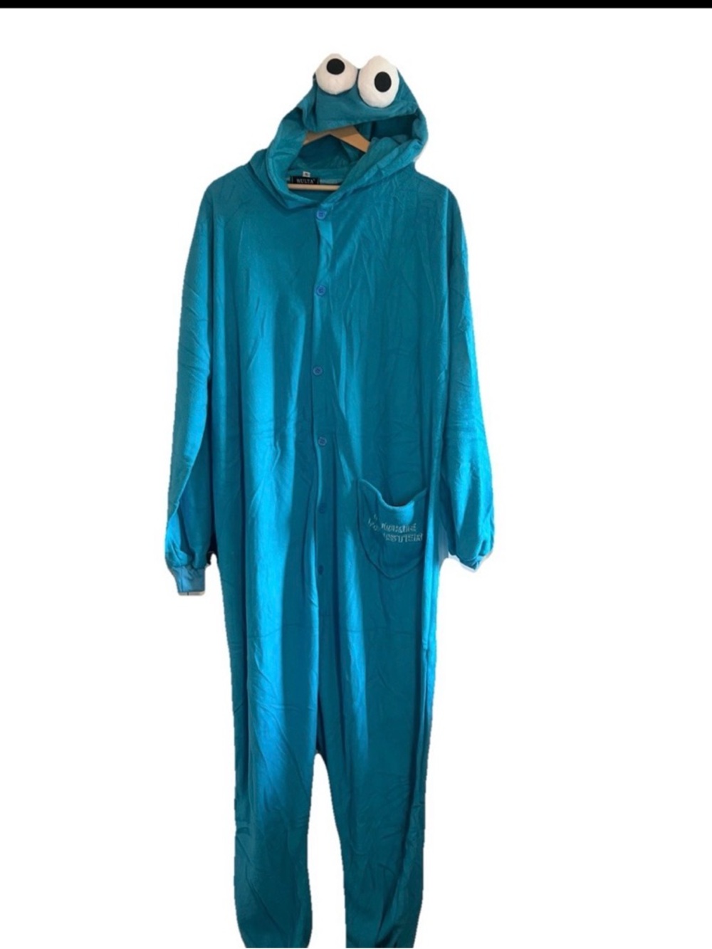 Sesame Street Cookie Monster Costume Blue Hooded Onesie